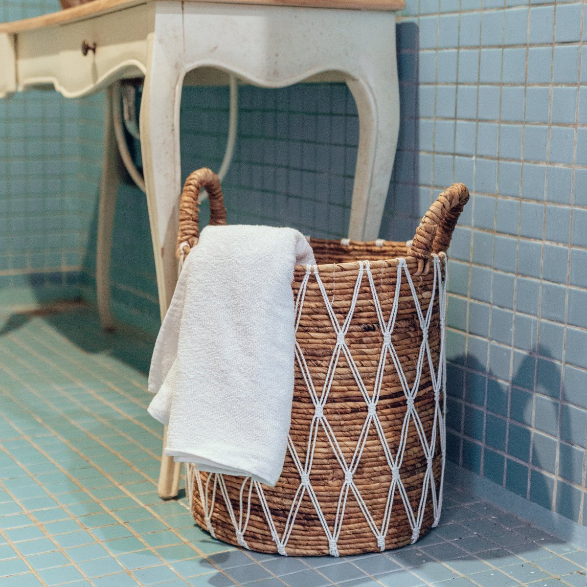 GARIAU wasmand – Bananenvezel met katoenen details (3 maten)