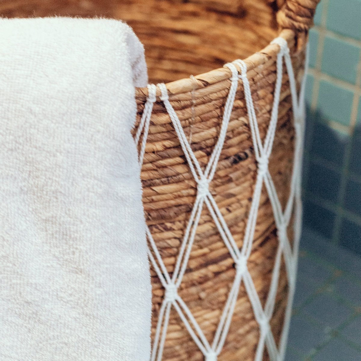 GARIAU wasmand – Bananenvezel met katoenen details (3 maten)
