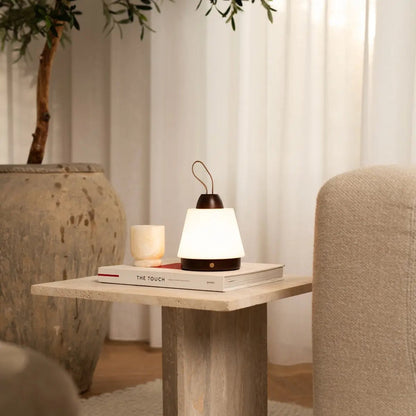 Portable dark brown LED lamp with rechargeable battery, Liv design