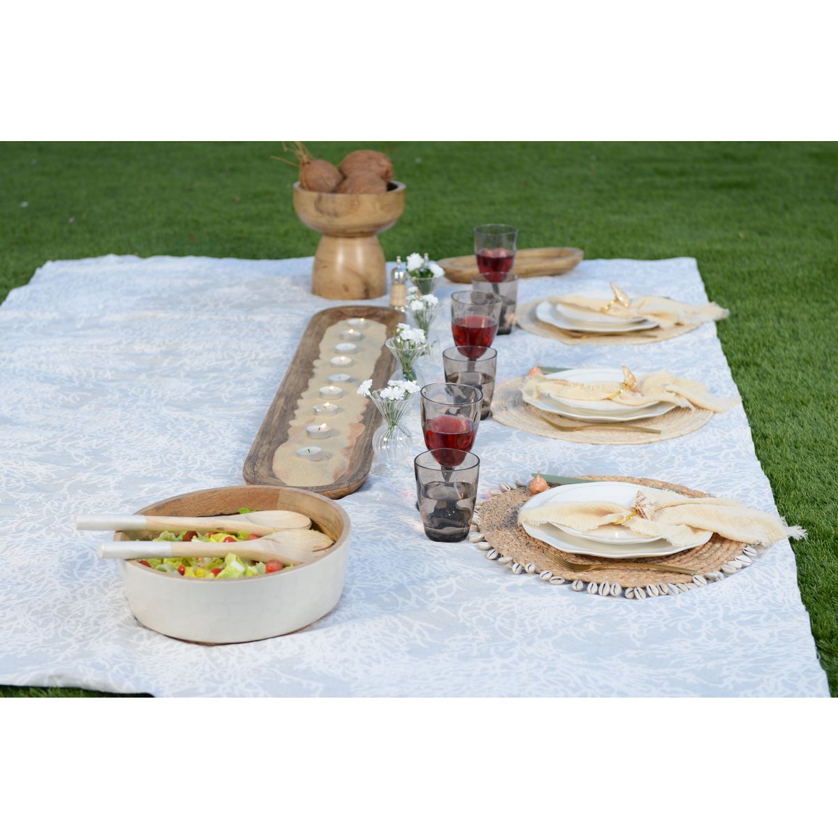 Long rectangular wooden decorative tray 100x9x2.5cm - CozyVibe.eu