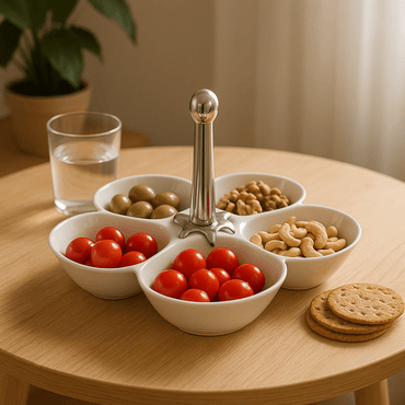 Set of 6 white porcelain flower bowls 12cm, elegant snack serving, kitchen decor | CozyVibe
