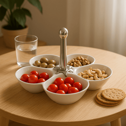 Set of 6 white porcelain flower bowls 12cm, elegant snack serving, kitchen decor | CozyVibe
