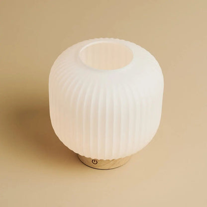 Lyla Unique – Rechargeable Lamp | Frosted Glass & Wooden Base - CozyVibe.eu