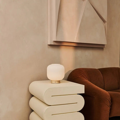 Lyla Unique – Rechargeable Lamp | Frosted Glass & Wooden Base - CozyVibe.eu