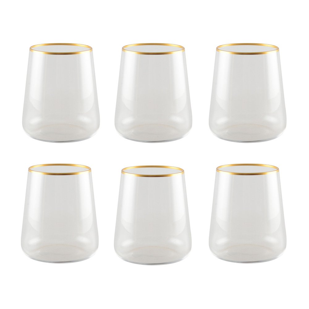 Mat gilded water glasses - Lot of 6 cups - CozyVibe.eu