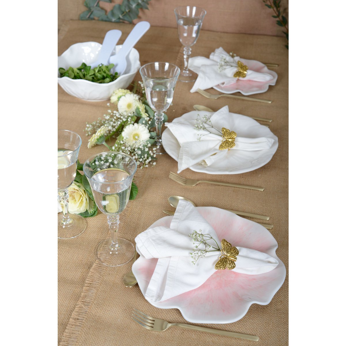 Durable pink melamine plate with floral motif