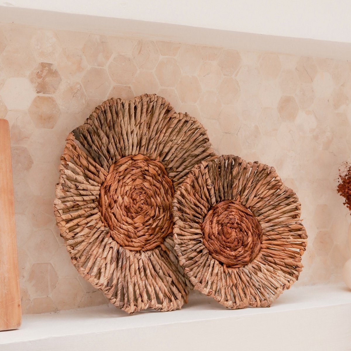 Boho-style wall décor in banana fibre for living room décor by CozyVibe
