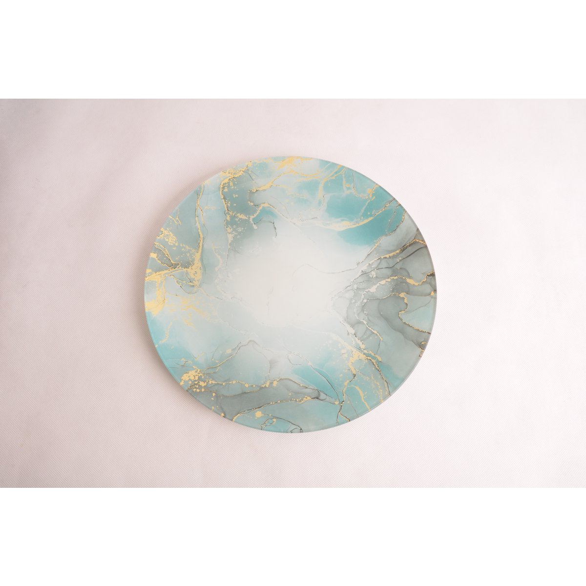 Ocean glazen bord – Blauw marmerpatroon, 30 cm