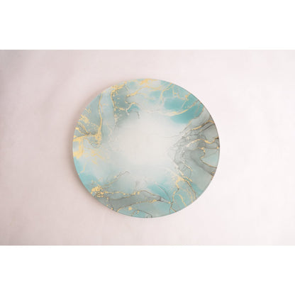 Ocean Glass Plate 30cm – Elegant Blue Marble Table Design - CozyVibe.eu