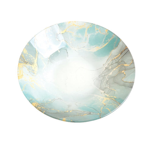 Ocean Glass Salad Bowl 25cm – Elegant Blue Marble Design - CozyVibe.eu