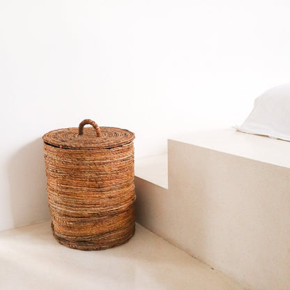 OMBAK Basket – Banana Fibre Laundry Basket with Lid - CozyVibe.eu