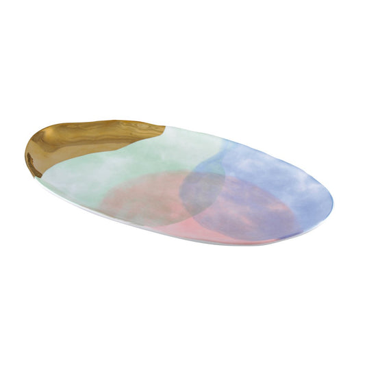 Oval Tricolor Porcelain Serving Platter – Elegant Tableware - CozyVibe.eu