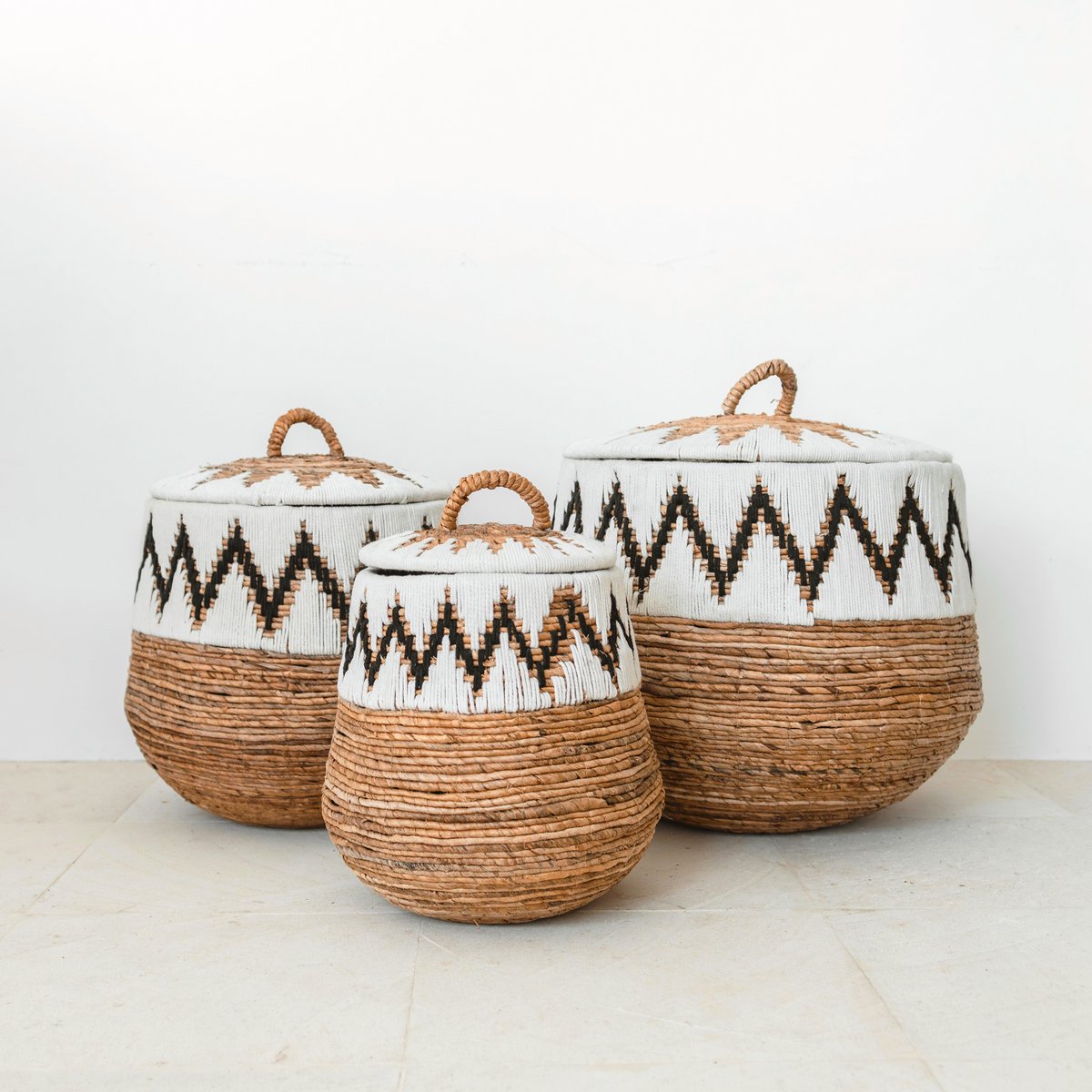 Boho Style PALEM Laundry Basket Handmade Woven Decor | CozyVibes