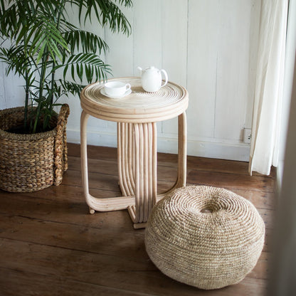 Telu handcrafted raffia pouf for home décor by CozyVibe


