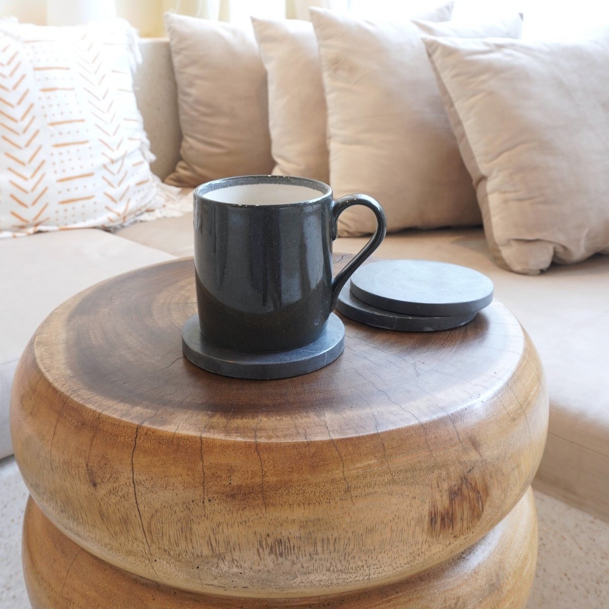 RANUKA Coasters – Grey Marble Set Handmade - CozyVibe.eu