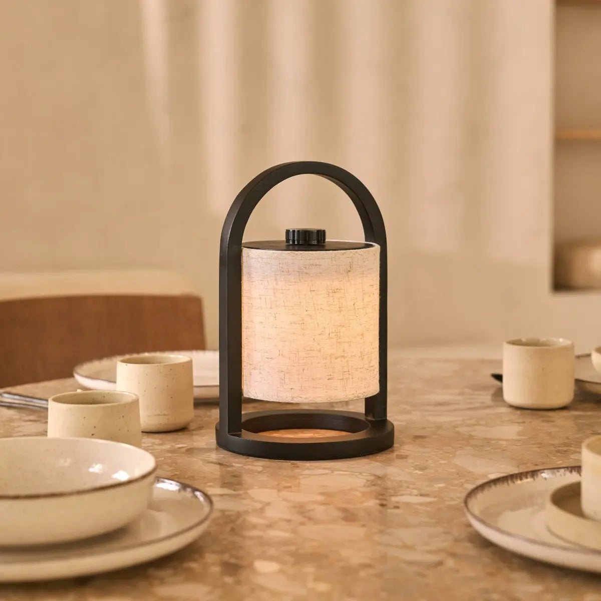 River Black Cordless Wooden Lamp – Rechargeable & Dimmable - CozyVibe.eu