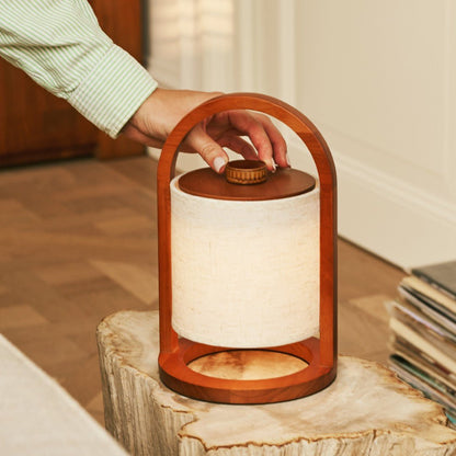 River Chestnut Lamp – Wooden Rechargeable Cordless Light Dimmable - CozyVibe.eu