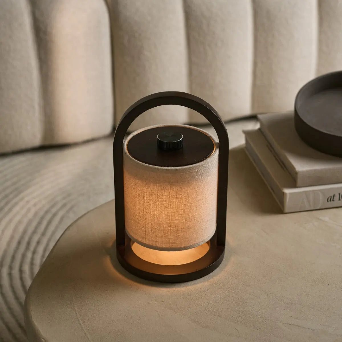 River Dark Brown Cordless Wooden Lamp – Rechargeable & Dimmable - CozyVibe.eu