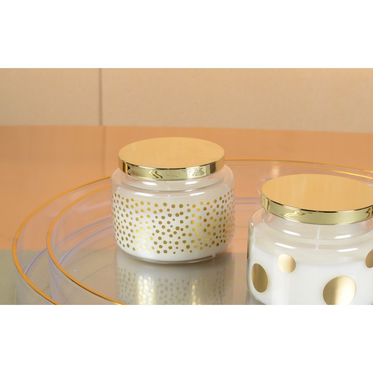 Ronde kaars met saliegeur, stippen en deksel 11,5x11,5x13,3 cm