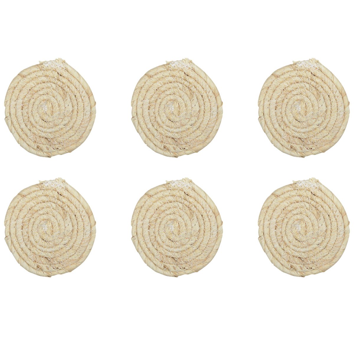 Set van 4 ronde touwonderzetters – Beige