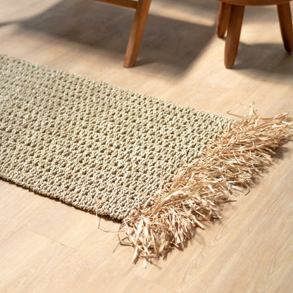 Seagrass Rug with Tassles 120x60 cm Woven Boho Carpet made of Seagrass BARA - CozyVibe.eu
