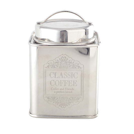 Silver Coffee Box – Airtight Stainless Steel Storage - CozyVibe.eu