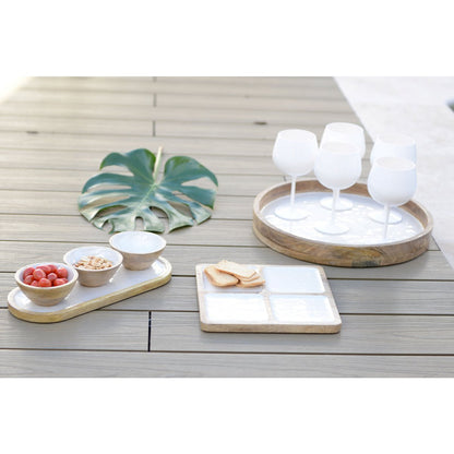 Snacks set of 3 bowls on a wooden tray - CozyVibe.eu