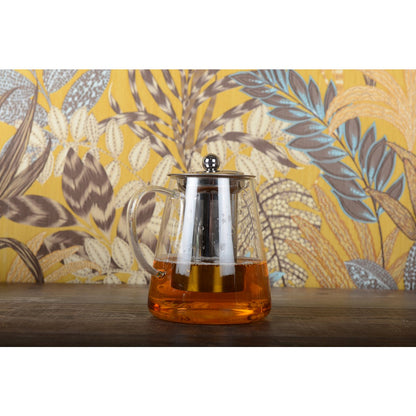 Elegant glass teapot with stainless steel infuser, 750 ml capacity