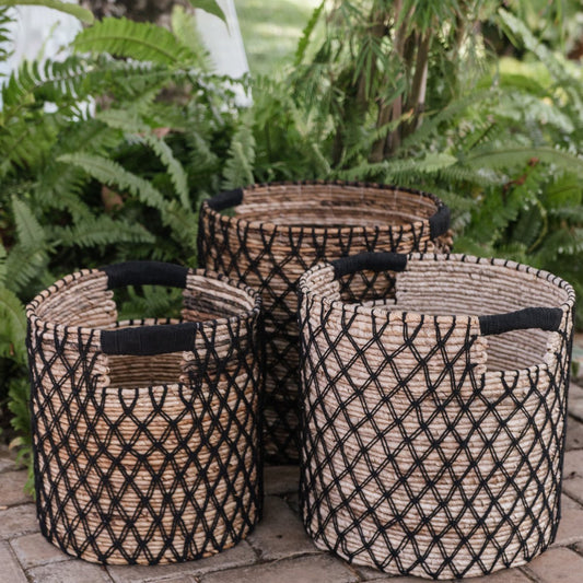 Storage Basket PURA | Plant Basket | Laundry Basket (black) made from Banana Fibre (3 sizes) - CozyVibe.eu