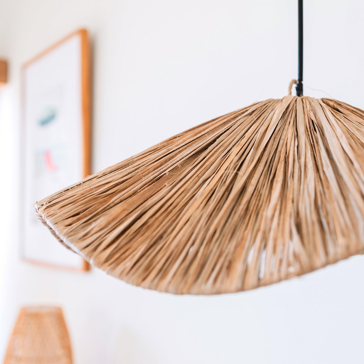 TAMPAH lampenkap – Handgemaakte raffia met golvende vorm