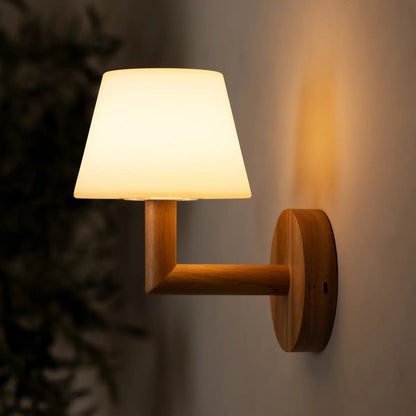 Ted Wooden Wall Lamp – Cordless Design with Dimmable Light - CozyVibe.eu