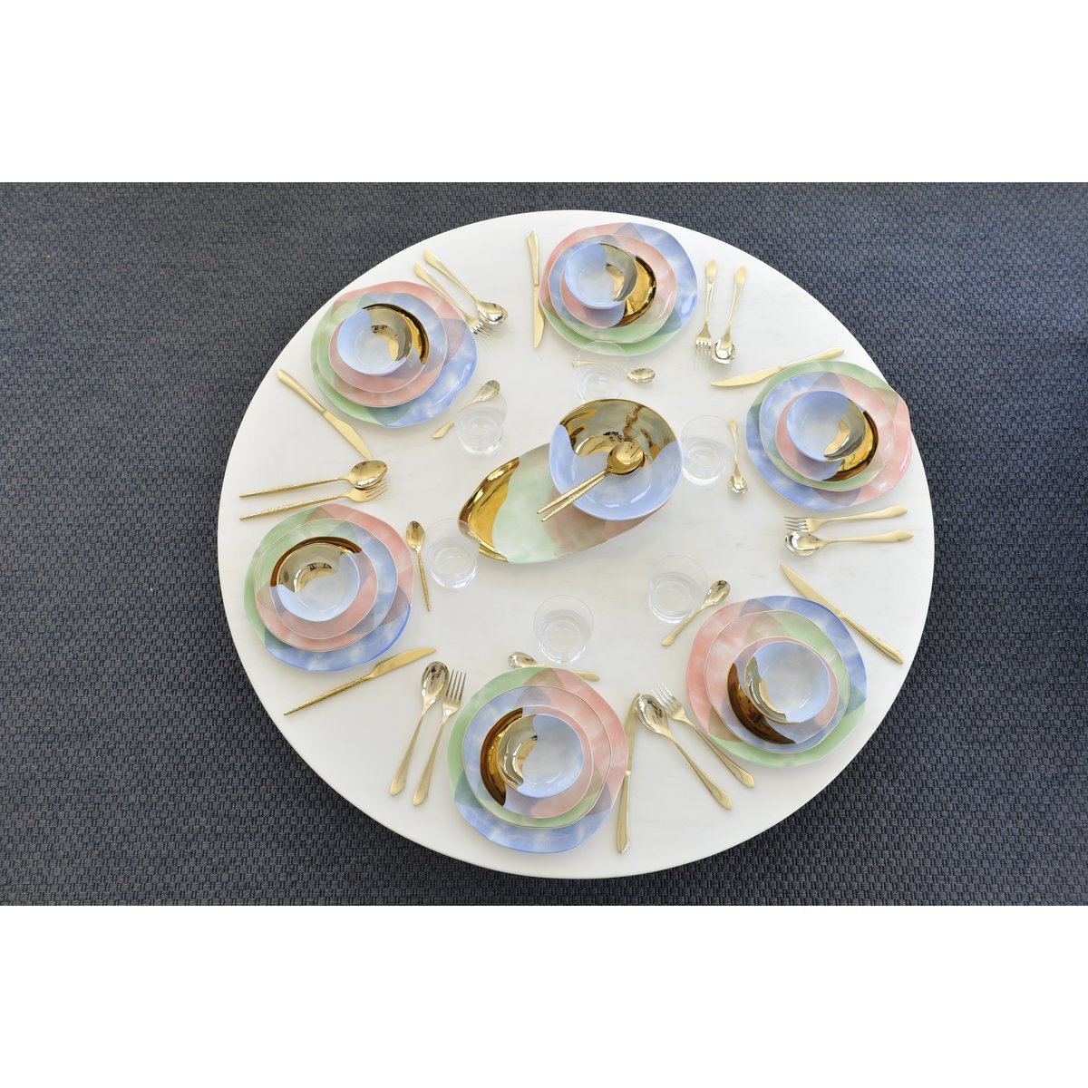 Tricolor porseleinen bord – 15,9×15,7×1,5 cm