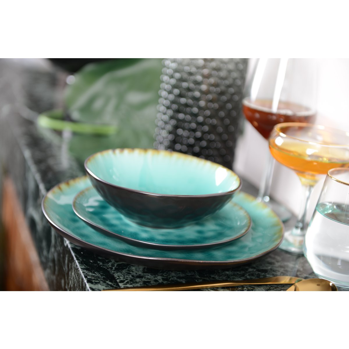 Turquoise green dessert plate - CozyVibe.eu
