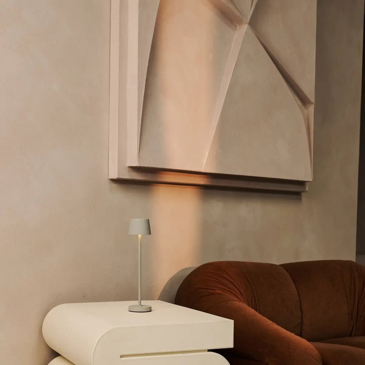 Vondel Mini Shadow Grey Rechargeable Lamp – Pair of Cordless Lamps for Home Decor