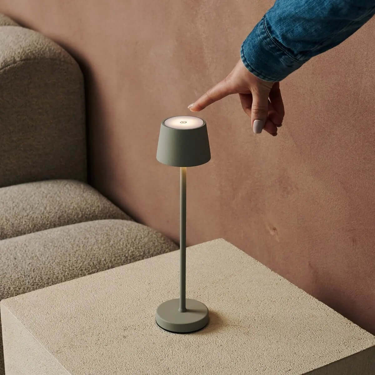 Vondel Mini Shadow Grey Rechargeable Lamp – Warm Ambient Lighting for Home