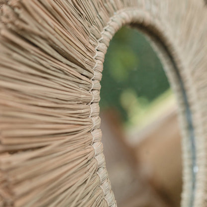 Wall Mirror from Seagrass Round with 60 cm Diameter RIMBA - CozyVibe.eu