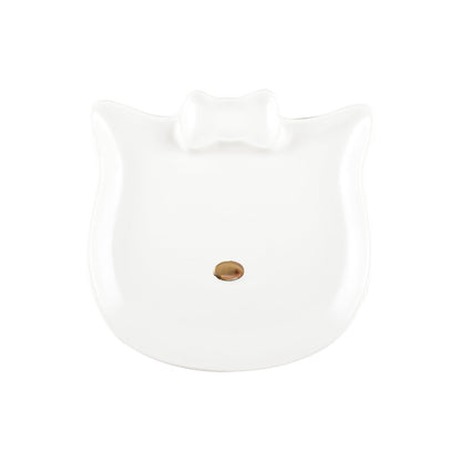White dessert plate, cat shape, golden nose - CozyVibe.eu