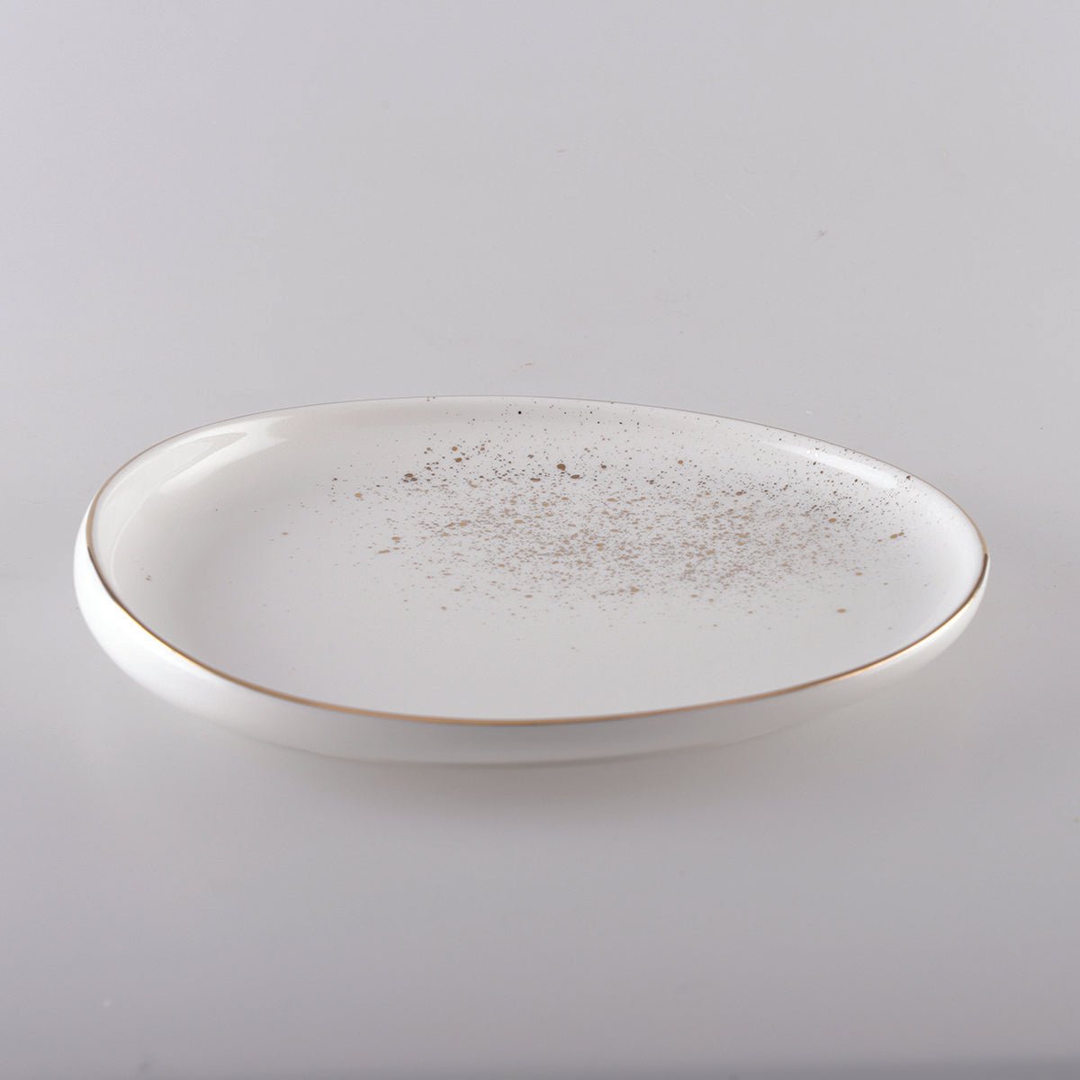 White oval porcelain dessert plate 23x20cm, Chimera collection, kitchen decor | CozyVibe
