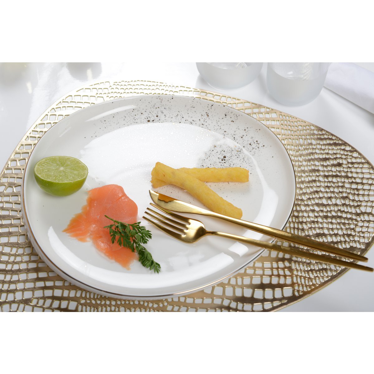 Wit ovaal porseleinen dessertbord – Chimera collectie 23x20 cm