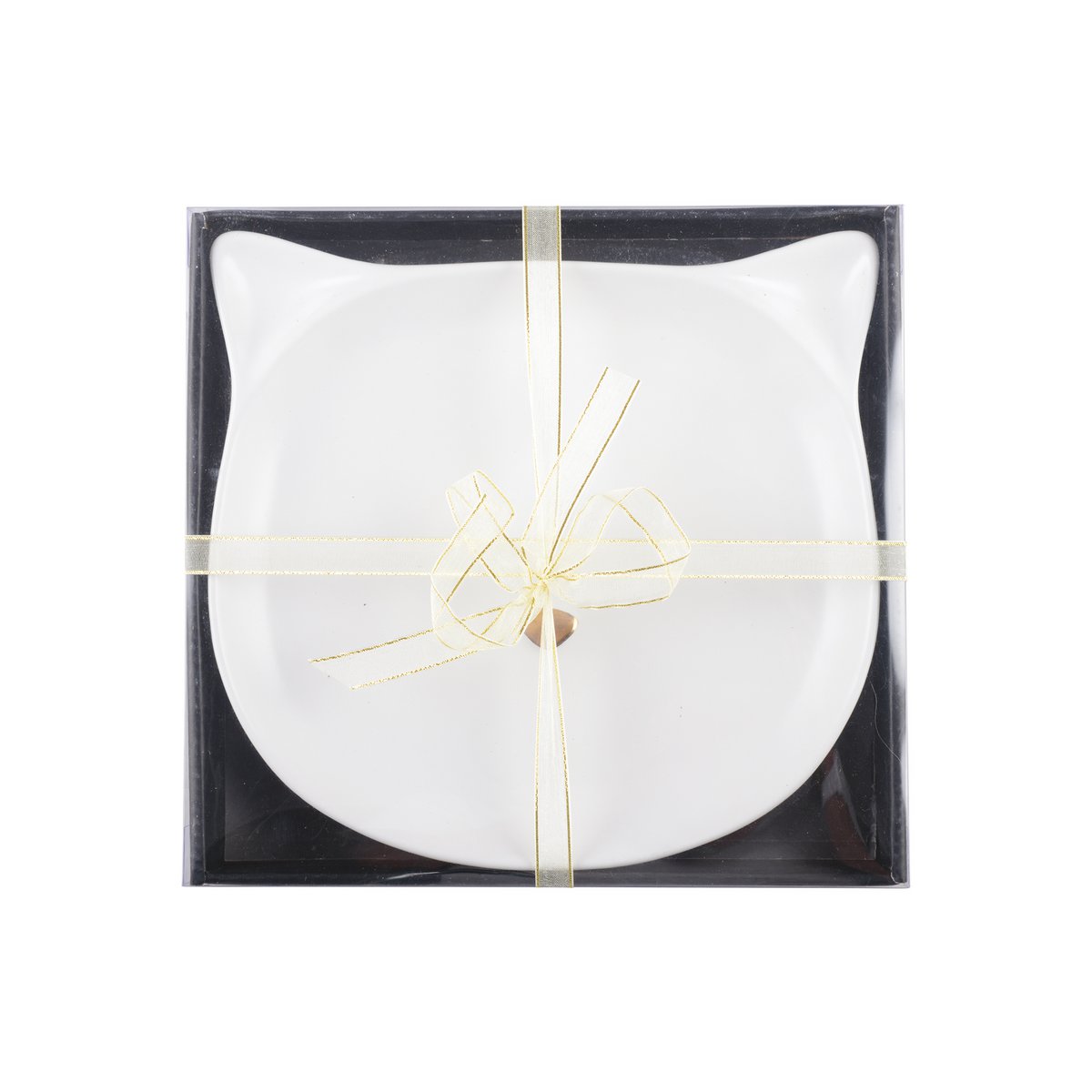 White plate in cat shape and golden nose - CozyVibe.eu