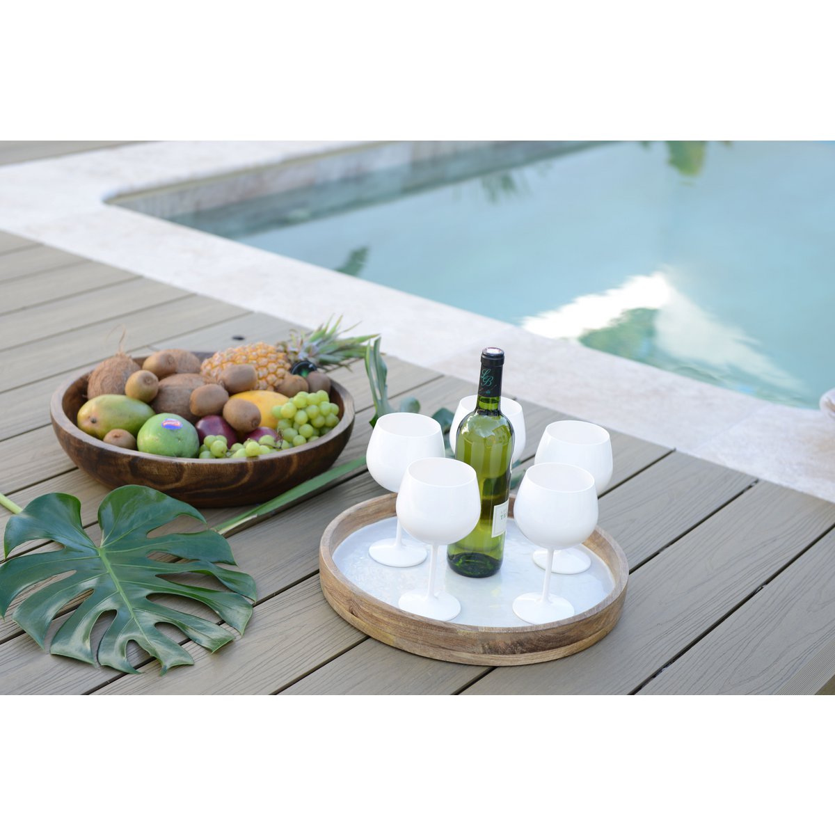 Round wooden tray 40x40x4cm, serving and decorative platter, kitchen decor | CozyVibe