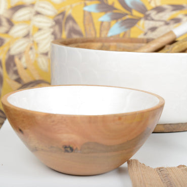 Wooden&White bowl 18cm - CozyVibe.eu