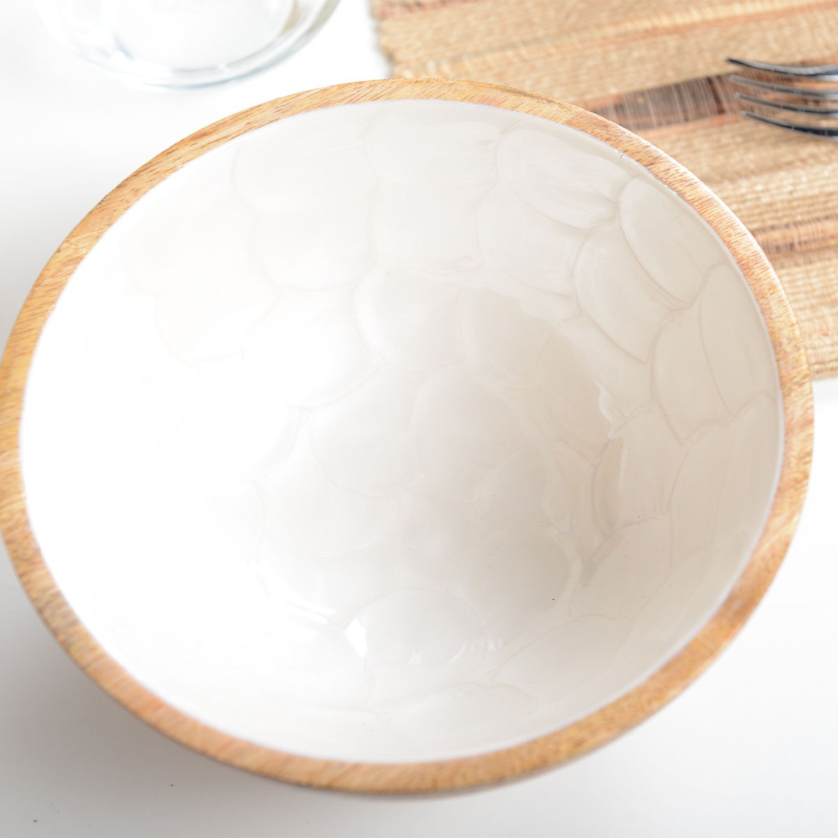 Wooden&White bowl 18cm - CozyVibe.eu