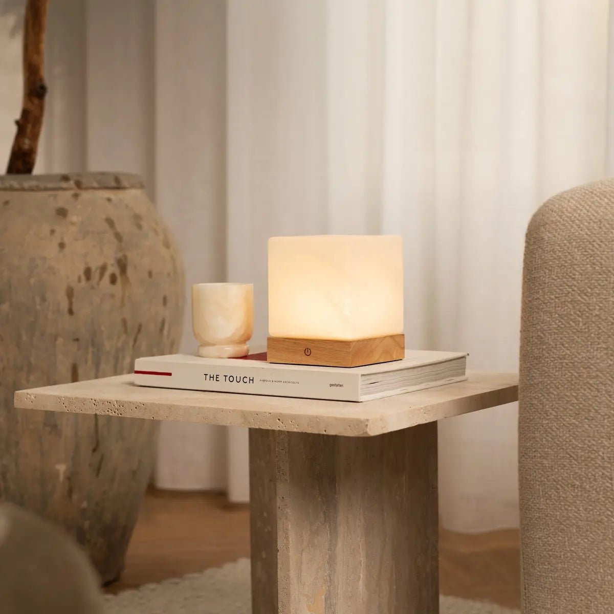 Yce Light Brown Wooden Lamp – Cordless Rechargeable Design - CozyVibe.eu