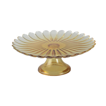 Yellow glass cake stand 21cm - CozyVibe.eu