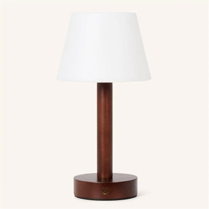 Zoë Dark Brown Wooden Lamp – Dimmable Rechargeable Design - CozyVibe.eu