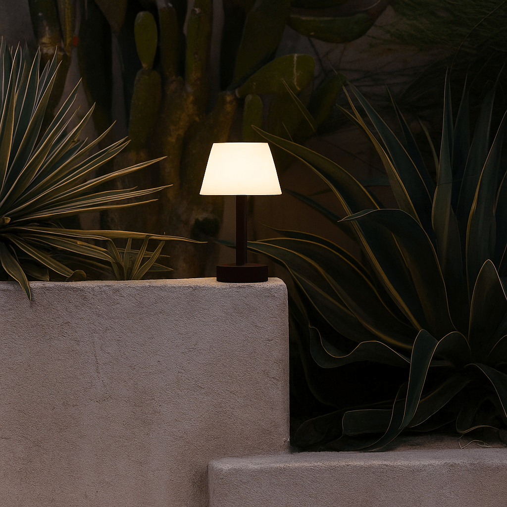 Zoë Dark Brown Wooden Lamp – Dimmable Rechargeable Design - CozyVibe.eu