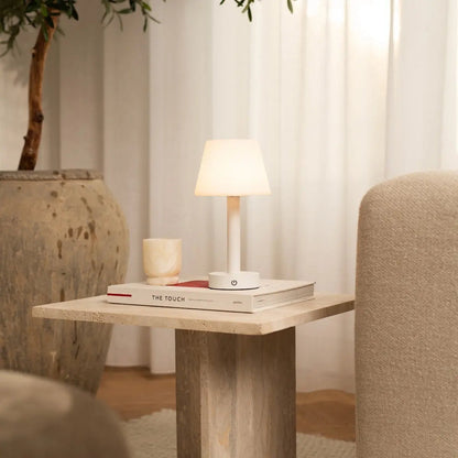 Zoë White Wooden Lamp – Cordless Dimmable Rechargeable Design - CozyVibe.eu